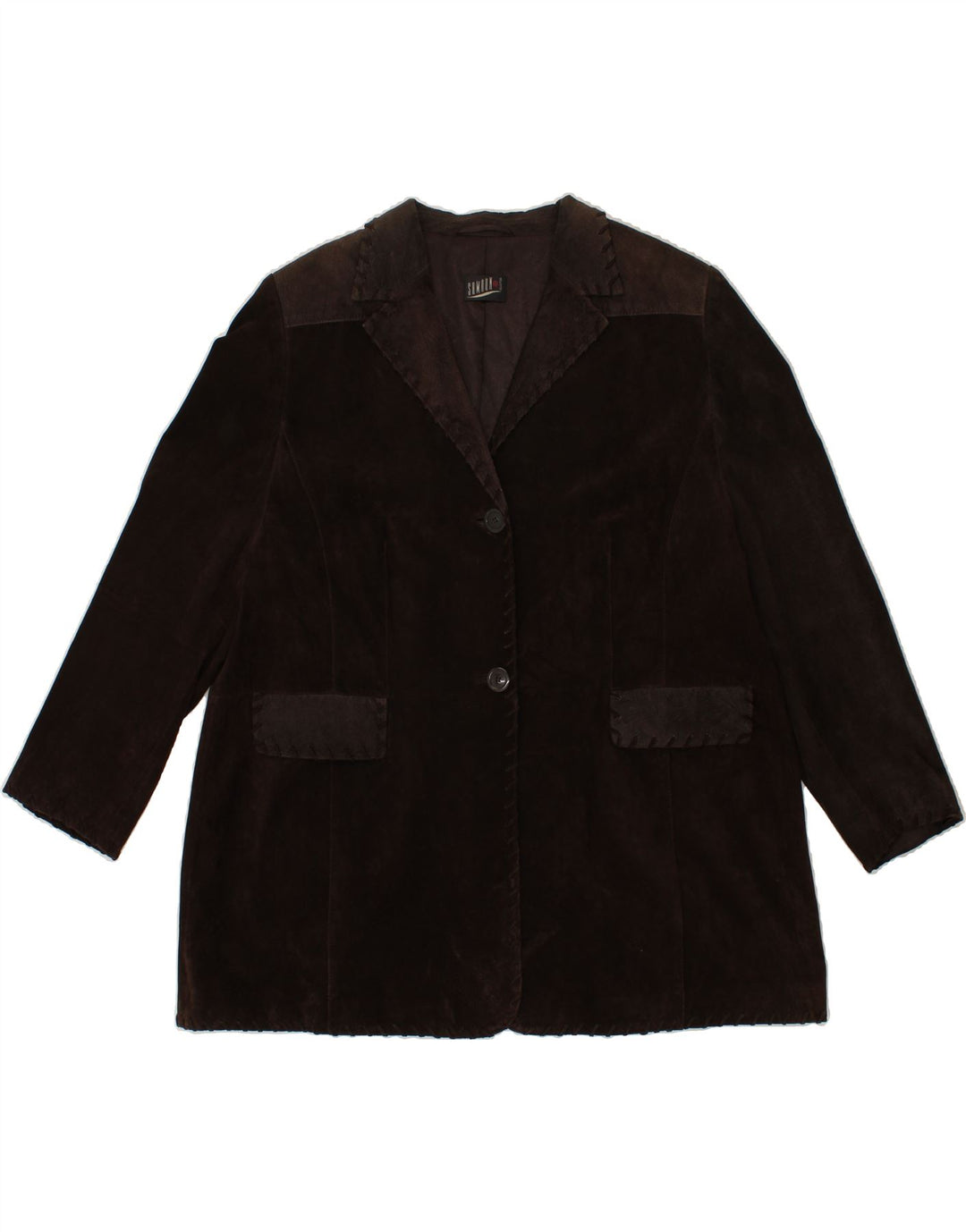 SAMOON Womens 3/4 Sleeve Leather Coat UK 20 2XL Brown Leather Vintage SAMOON and Second-Hand SAMOON from Messina Hembry 