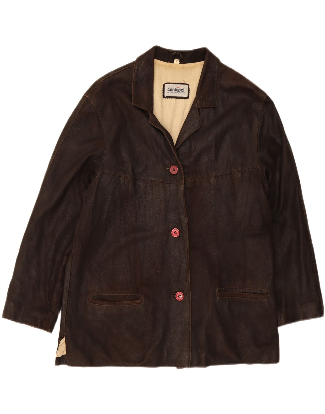 CONBIPEL Mens Leather Jacket UK 36 Small Brown Leather
