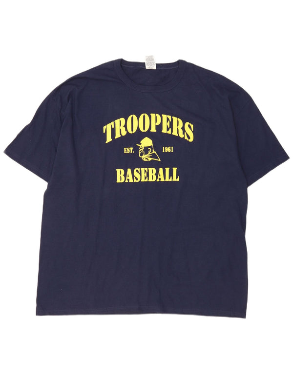 Russell Athletic Hommes Troopers Baseball Graphique T-Shirt Top 2XL Bleu Marine