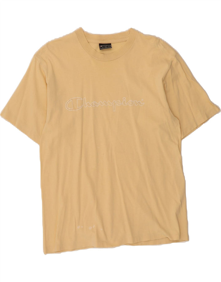 CHAMPION Mens Graphic T-Shirt Top Medium Yellow Vintage Champion and Second-Hand Champion from Messina Hembry 