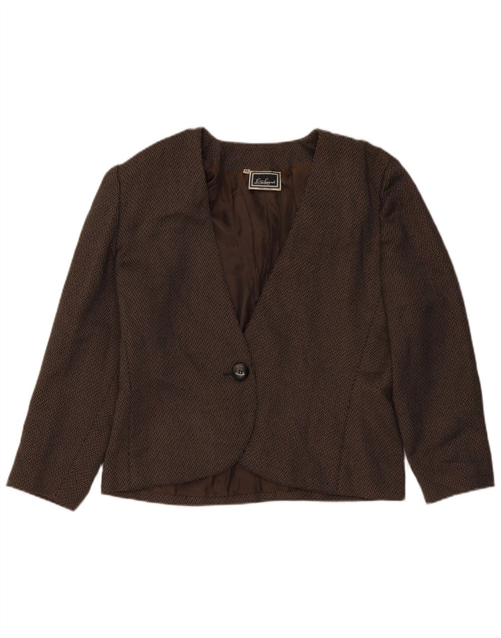 LUISA SPAGNOLI Womens 1 Button Blazer Jacket IT 46 Large Brown Geometric