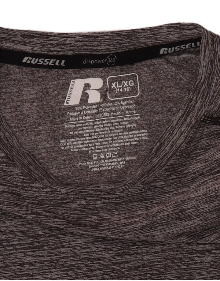 RUSSELL ATHLETIC Boys Top Long Sleeve 14-15 Years XL Grey Polyester