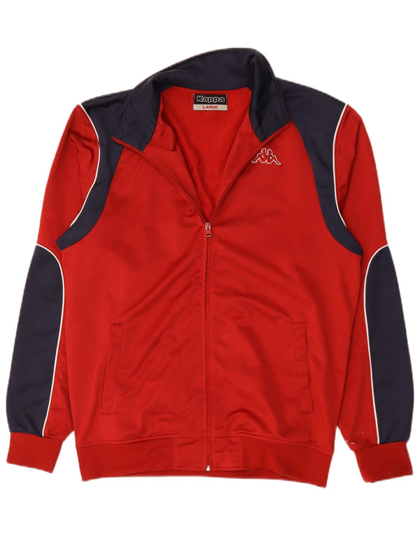 Kappa Mens Tracksuit Top Jacket Large Red Colourblock Polyester