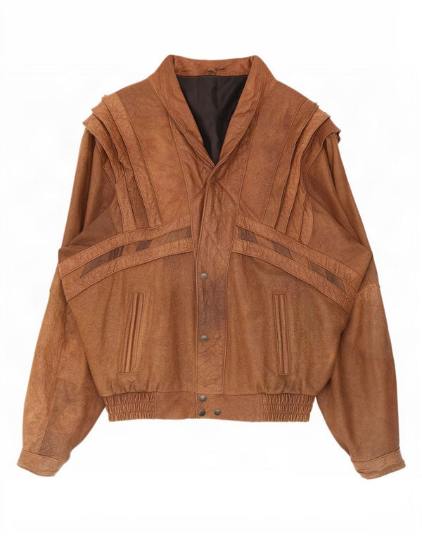 Giacca in pelle vintage da uomo UK 40 grande marrone