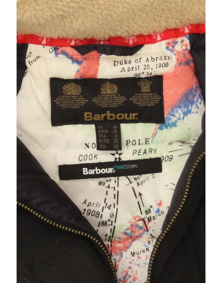 Barbour Dame Hætte Oversized Polstret Frakke UK 10 Small Black