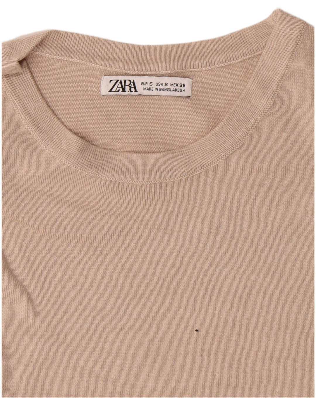 Zara Mens Crew Neck Jumper Sweater Small Beige