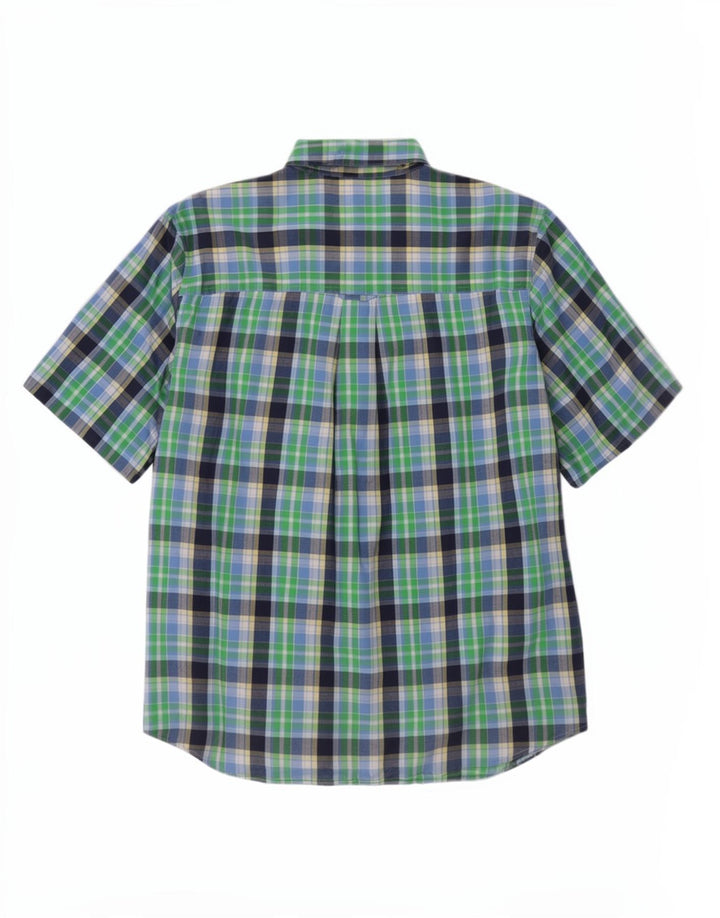 Chaps Mens Short Sleeve Shirt XL Green Check Cotton