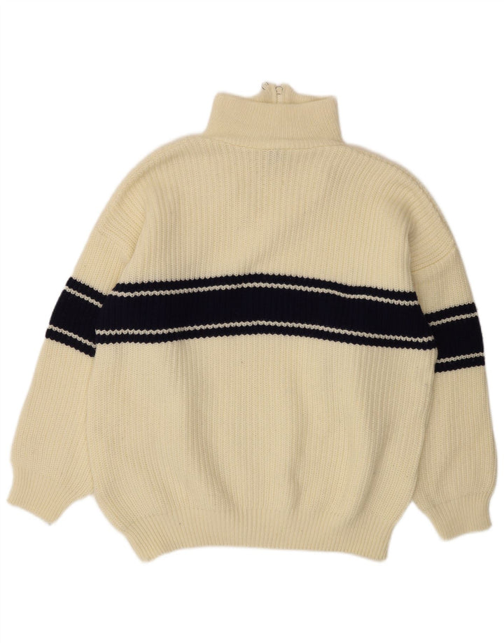 Maglione ideale da uomo con collo con zip, grande color block bianco sporco
