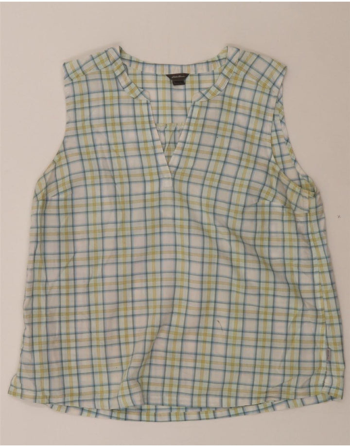 EDDIE BAUER Womens Sleeveless Blouse Top UK 16 Large Blue Check Vintage Eddie Bauer and Second-Hand Eddie Bauer from Messina Hembry 