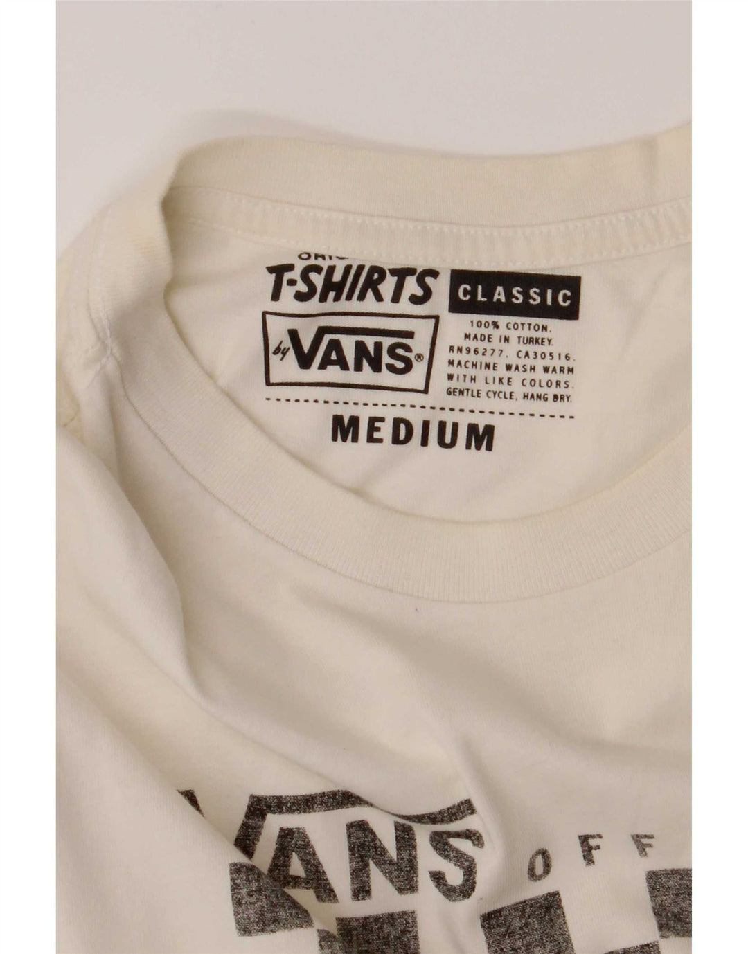 Vans Mens Classic Fit Graphic T-Shirt Top Medium White Cotton