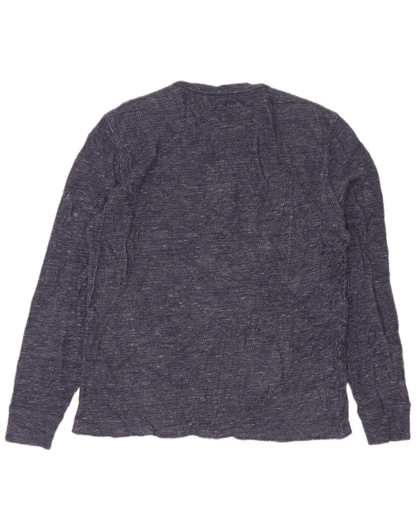 Gap Mens Top Long Sleeve Medium Blue Flecked