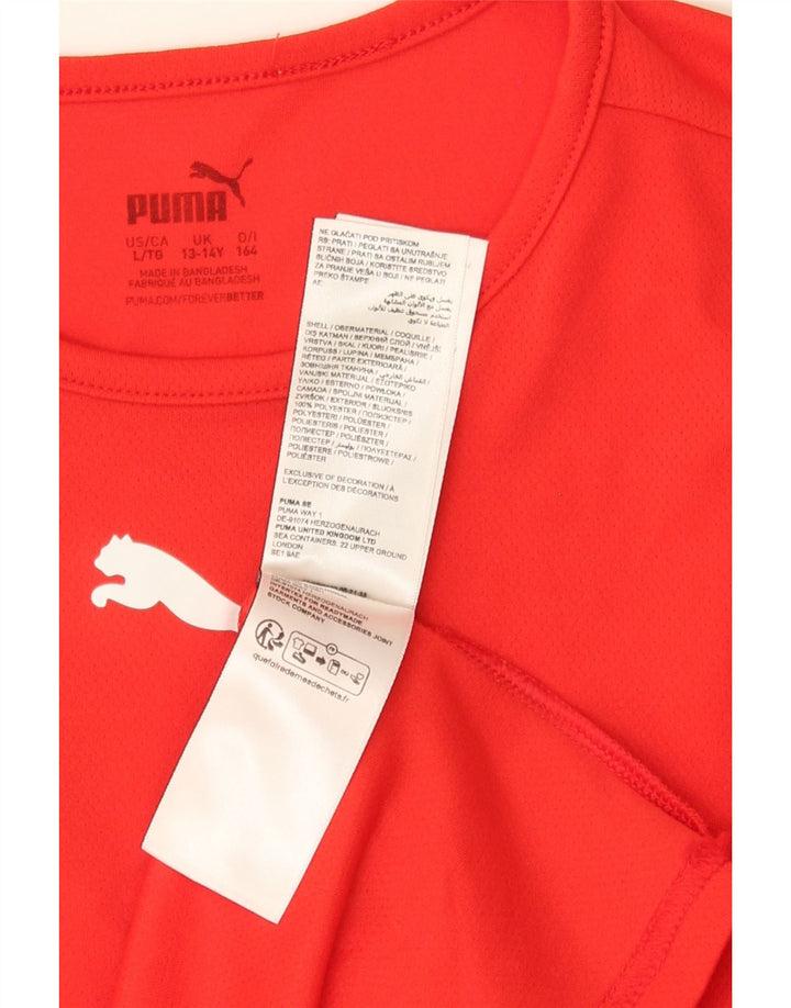PUMA Boys T-Shirt Top 13-14 Years Red Polyester Vintage Puma and Second-Hand Puma from Messina Hembry 