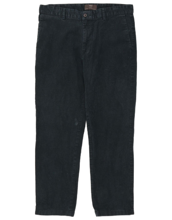 Pantaloni di velluto a coste regolari dritti da uomo Marks & Spencer W36 L29 verdi