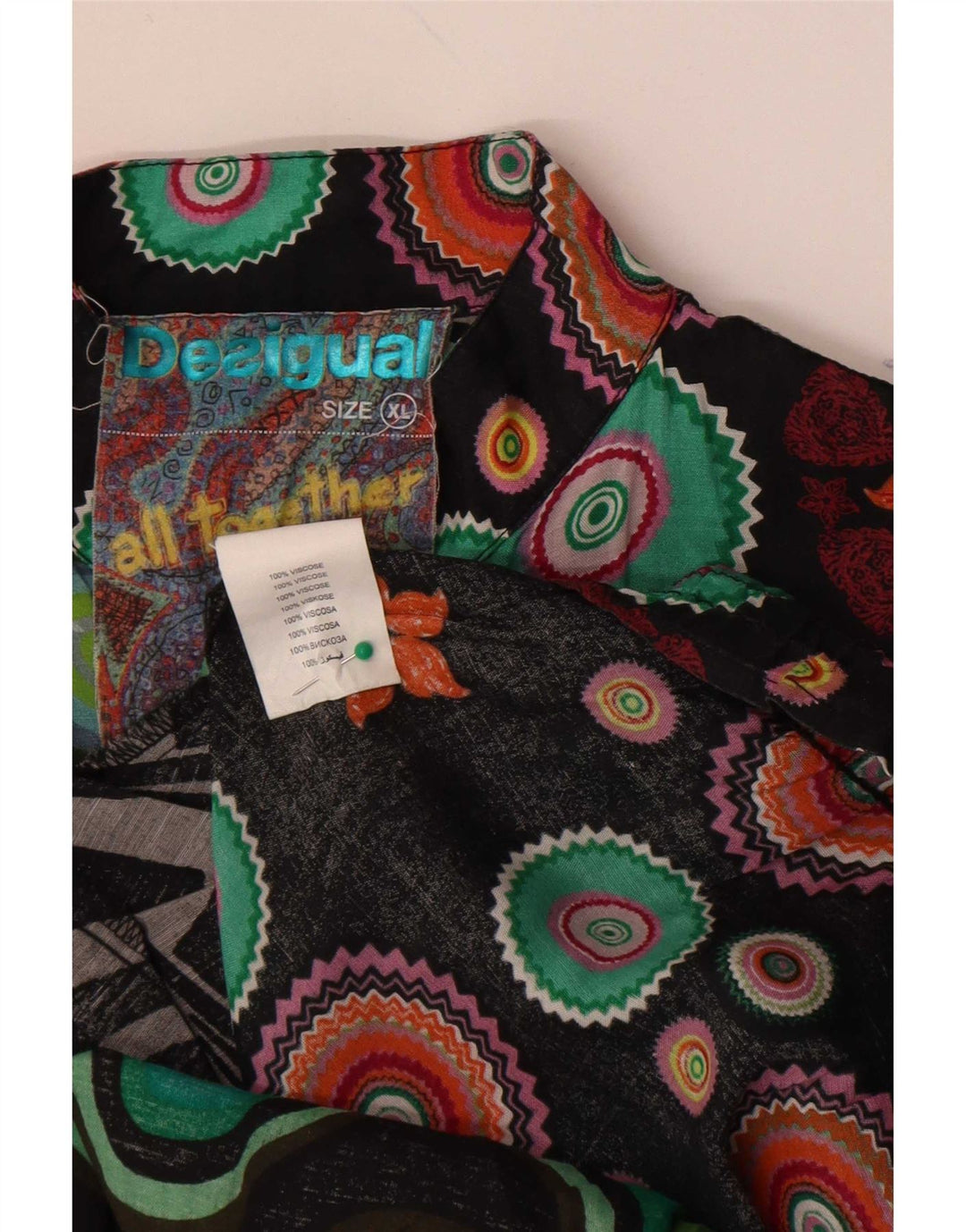 Desigual Femme Chemise à Motif Abstrait Chemisier UK 18 XL Multicolore