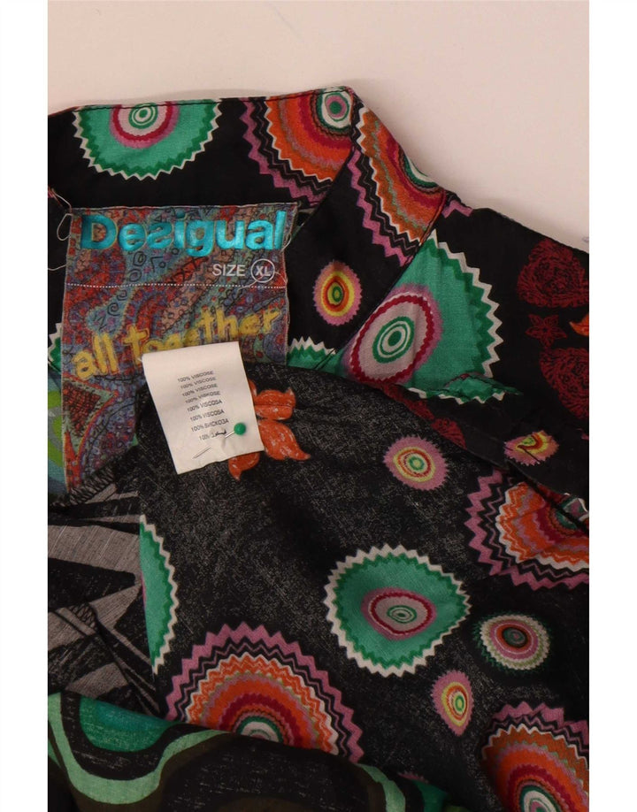 Desigual Femme Chemise à Motif Abstrait Chemisier UK 18 XL Multicolore