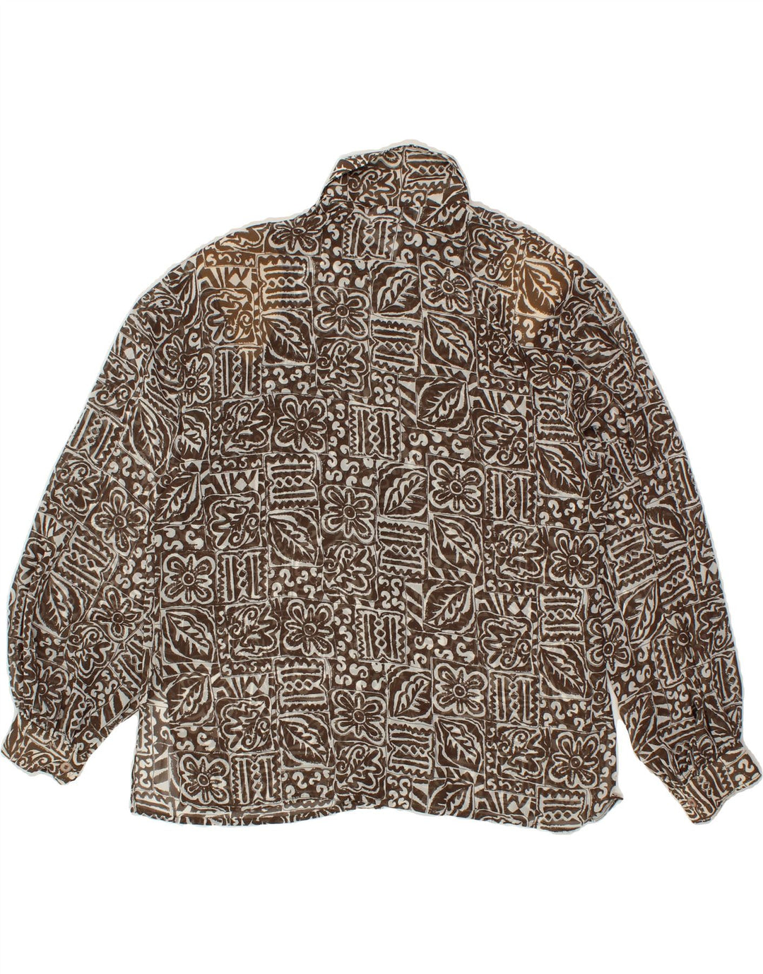 LUISA SPAGNOLI Womens Abstract Pattern Shirt Blouse UK 16 Large Brown Vintage Luisa Spagnoli and Second-Hand Luisa Spagnoli from Messina Hembry 