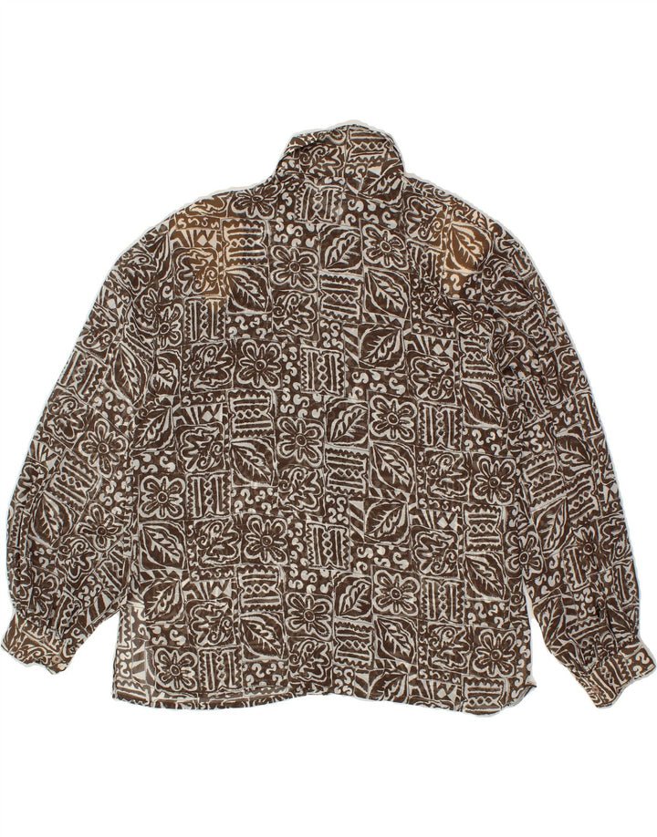 LUISA SPAGNOLI Womens Abstract Pattern Shirt Blouse UK 16 Large Brown Vintage Luisa Spagnoli and Second-Hand Luisa Spagnoli from Messina Hembry 
