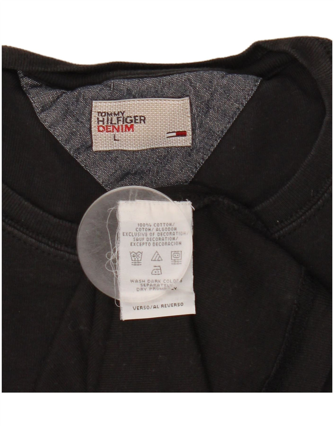 Tommy Hilfiger Mens Top Long Sleeve Large Black Cotton