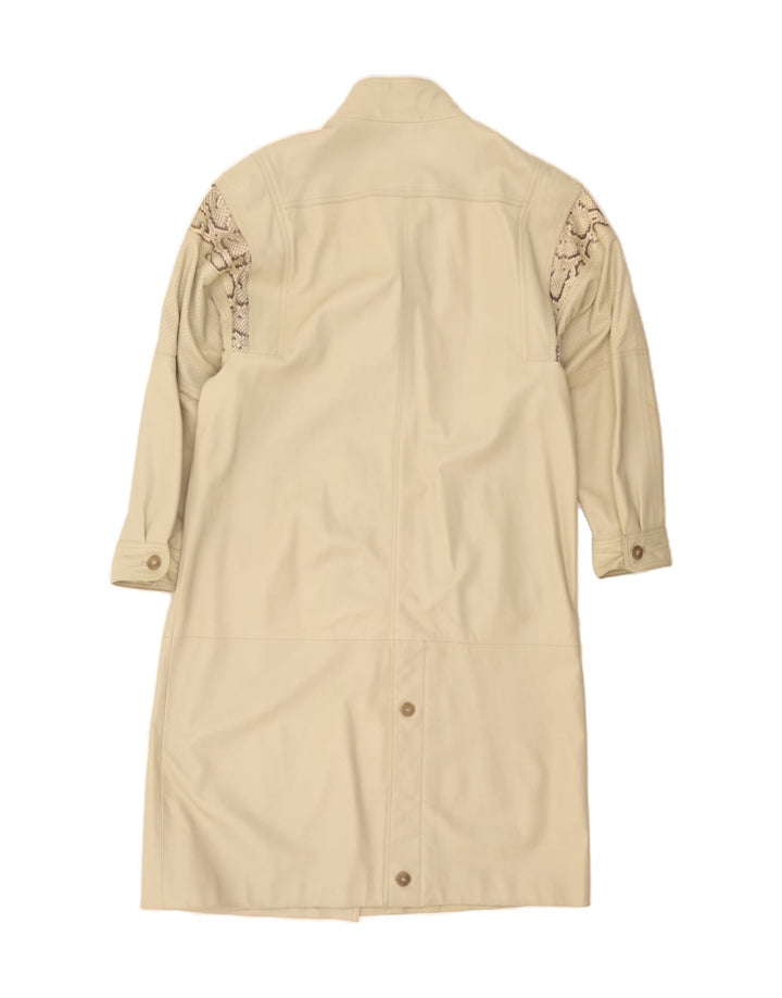 VINTAGE Læderfrakke til kvinder UK 18 XL Beige