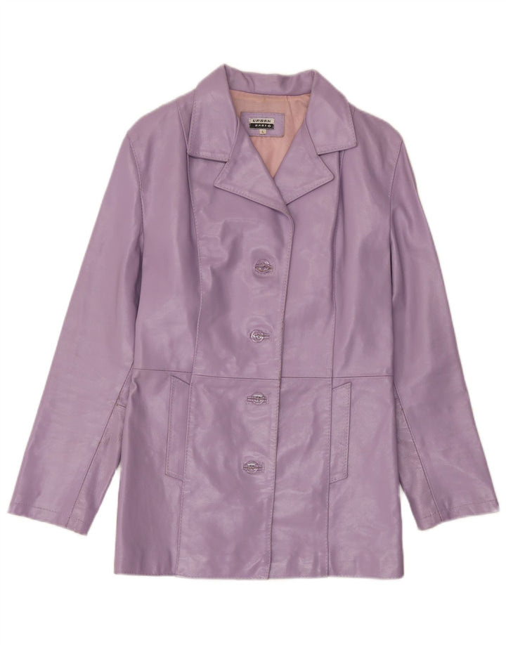 Vintage Womens Leather Jacket UK 14 Large Purple