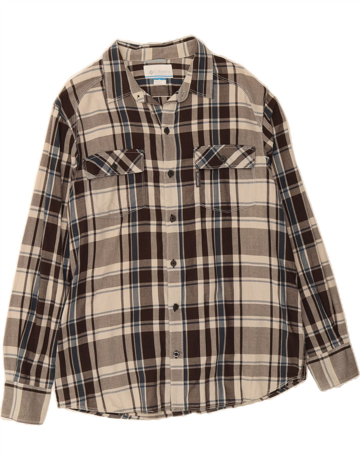 COLUMBIA Mens Shirt Large Brown Check Cotton Vintage Columbia and Second-Hand Columbia from Messina Hembry 
