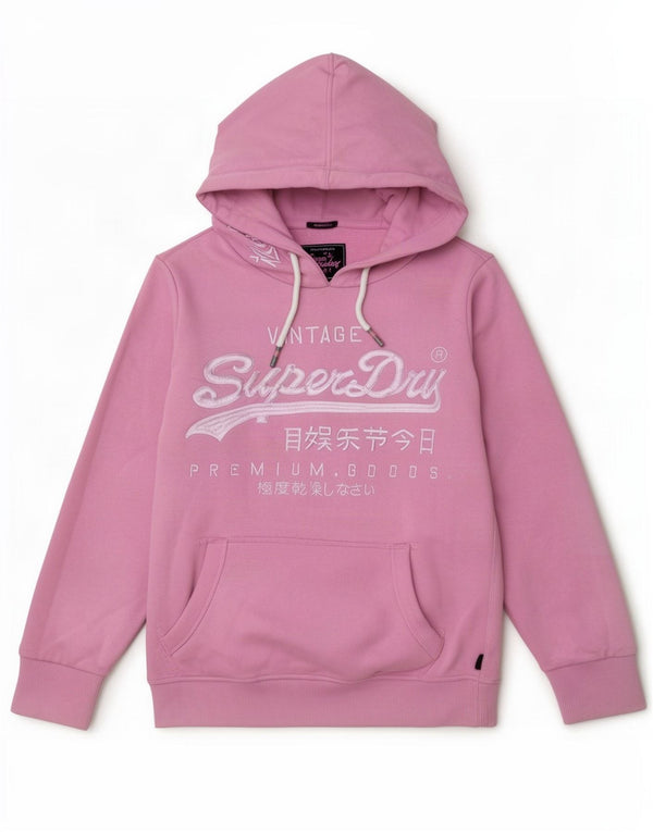 Superdry Womens Graphic Classic Fit Hoodie Jumper UK 12 Medium Pink Bomuld