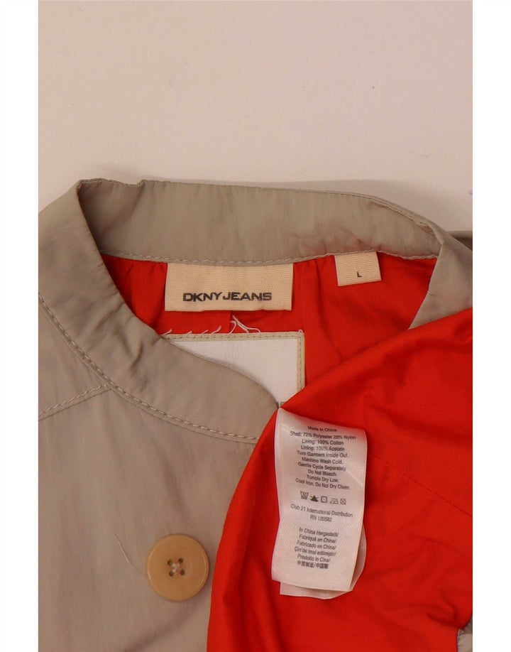 Cappotto doppiopetto da donna con maniche a 3/4 Dkny UK 16 grande poliestere grigio