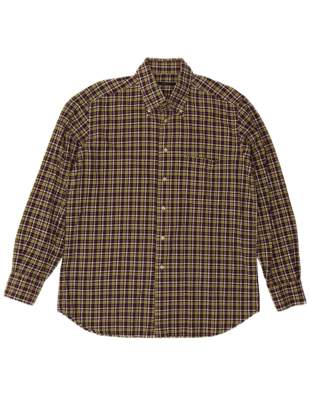 UNGARO Mens Shirt Size 43 17 XL Purple Check