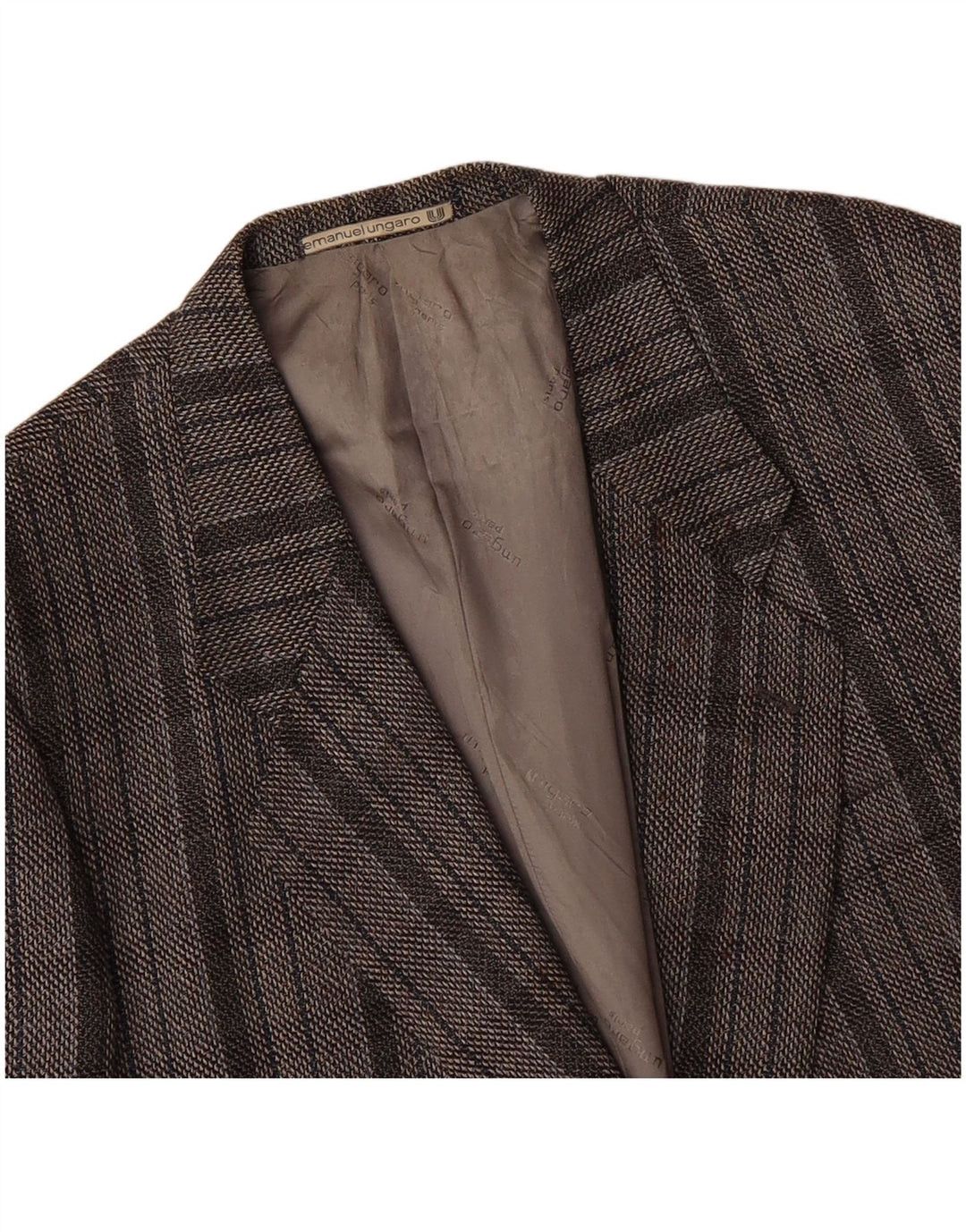 EMANUEL UNGARO Mens 2 Button Blazer Jacket UK 40 Large Grey Check
