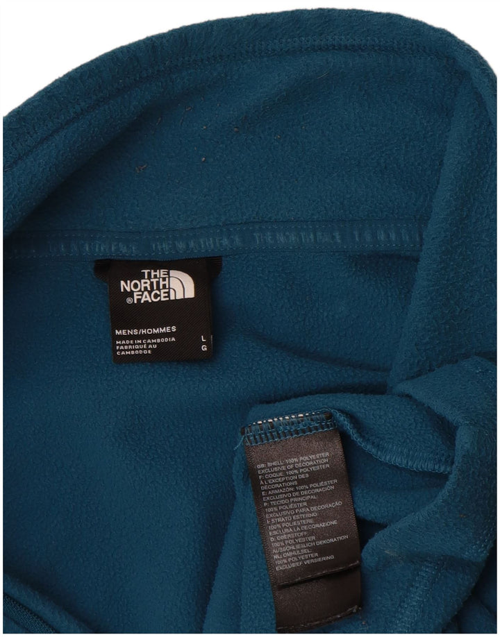 The North Face Mens Zip Neck Fleece Jumper Large Blue Polyester