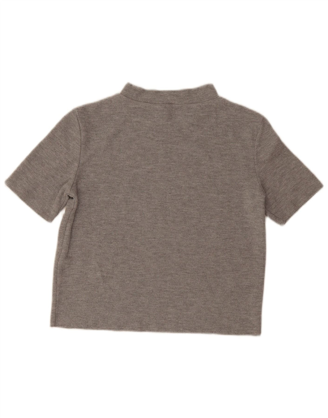 Zara Womens Crop T-Shirt Top UK 12 Gris Moyen Polyester