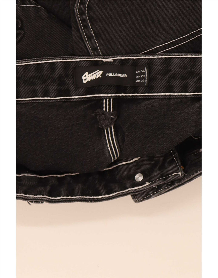 Pull & Bear Mens STWD Cargo Denim Shorts EU 36 Small W29 Algodón negro