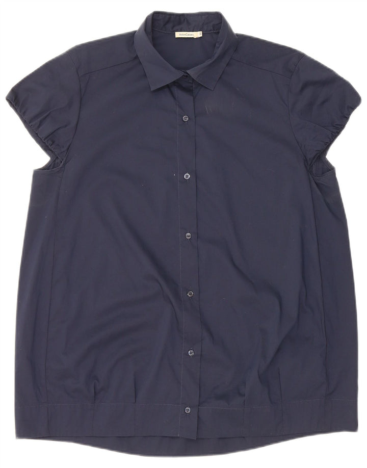 Henry s Womens Short Sleeve Shirt Blouse IT 44 Medium Navy Blue