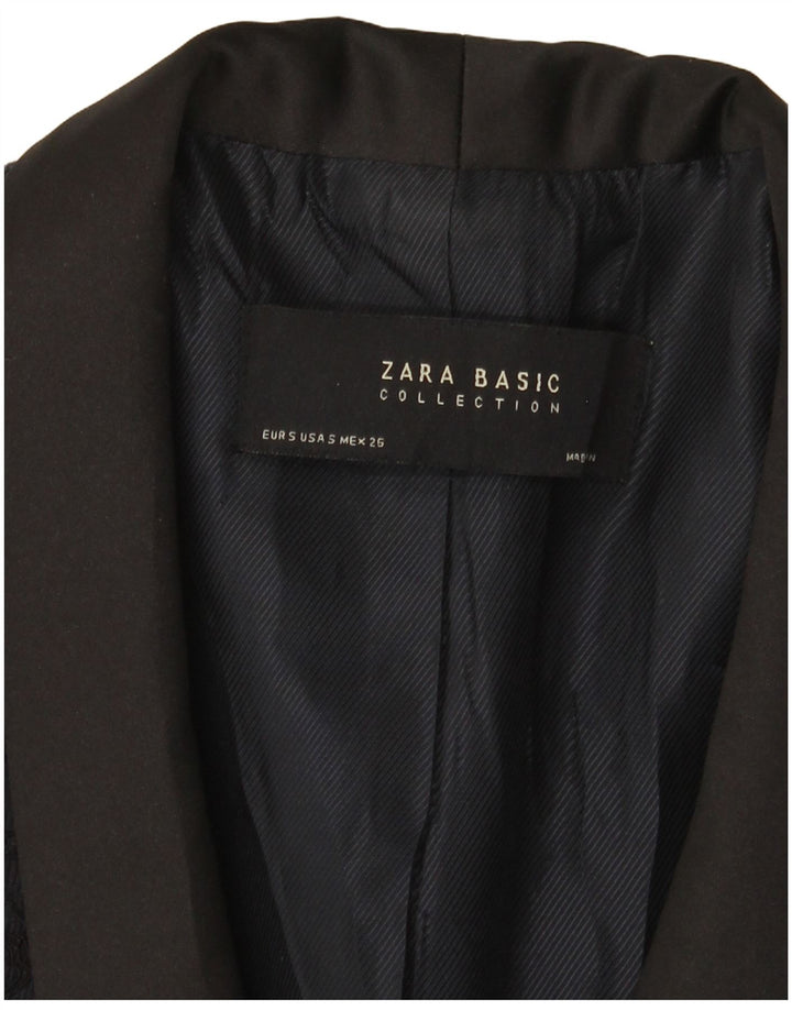 Zara Womens 1 Button Blazer Jacket UK 10 Small Black Floral