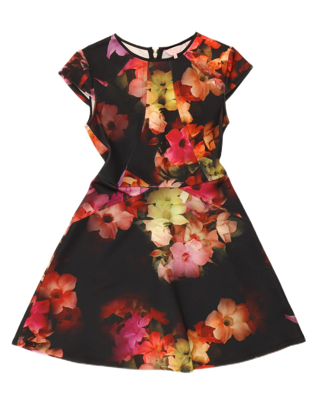 TED BAKER Womens A-Line Dress Size 2 Small Black Floral Polyester