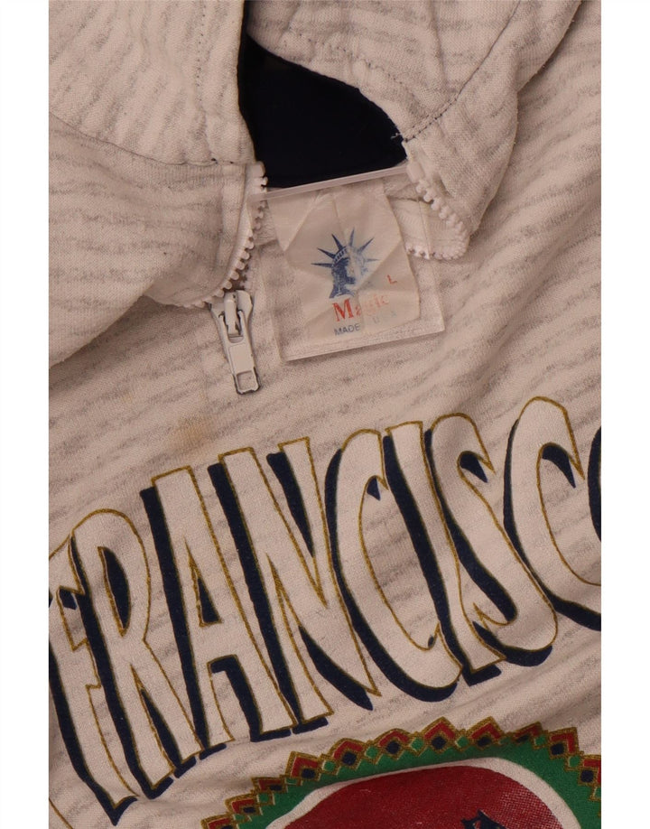 MAGIC Mens San Francisco Graphic Sweatshirt Jumper Large Grey Striped