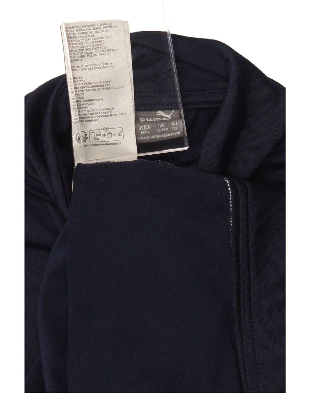 PUMA Boys Tracksuit Top Jacket 11-12 Years Navy Blue Colourblock Polyester