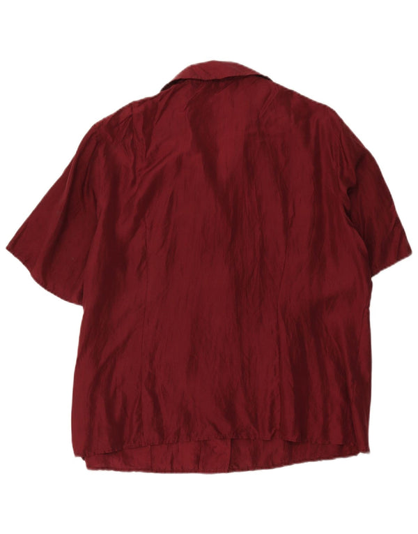 Marina Rinaldi Blusa de manga corta para mujer talla 19 pequeña burdeos