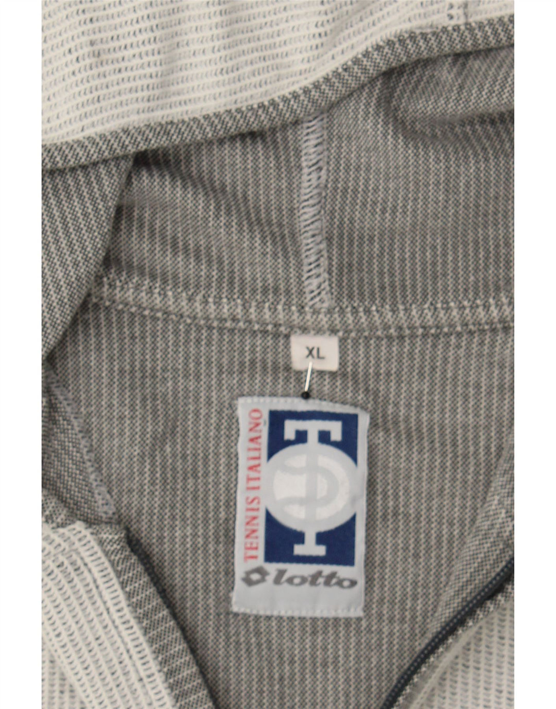 LOTTO Mens Zip Neck Hoodie Jumper XL Grey Cotton Vintage Lotto and Second-Hand Lotto from Messina Hembry 