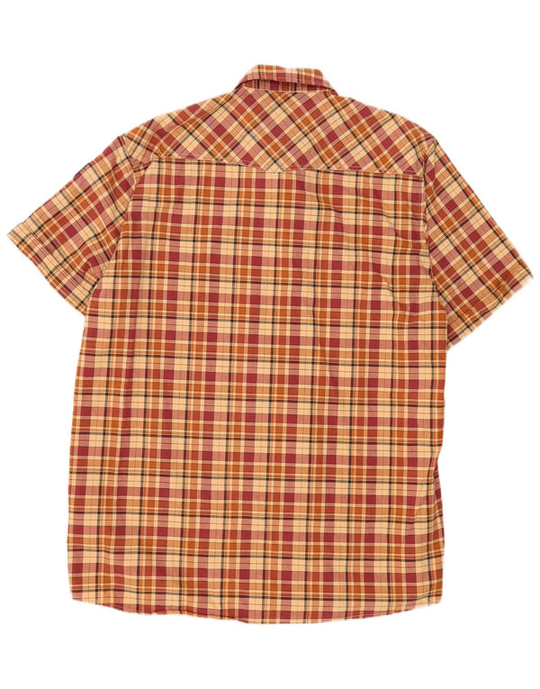 Męska koszulka z krótkim rękawem Globe Trotter UK 43/44 XL, beżowa, bawełniana w kratkę