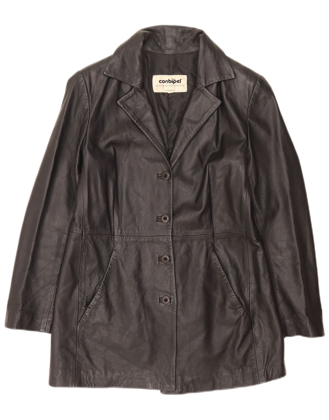 Conbipel Womens Leather Jacket IT 46 Large Black Leather