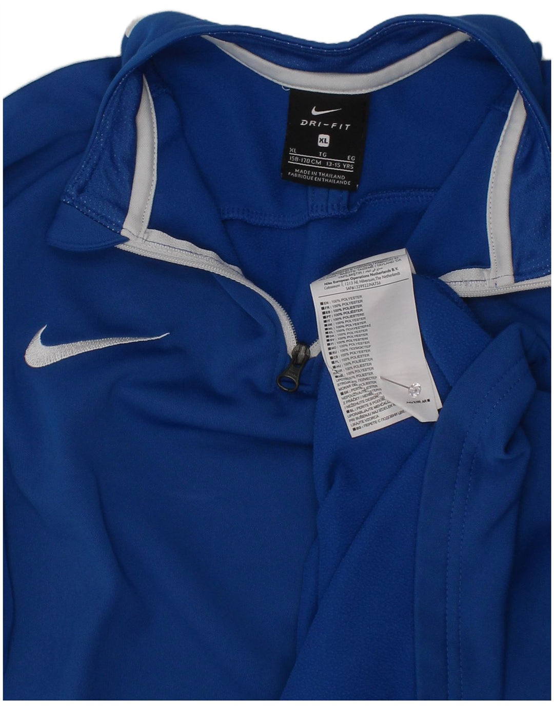Nike Boys Dri Fit Pullover Tracksuit Top 13-14 Years XL Blue Colourblock