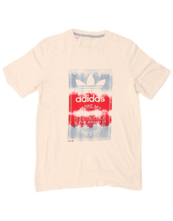 Adidas Boys Graphic T-Shirt Top 15-16 Years White Cotton