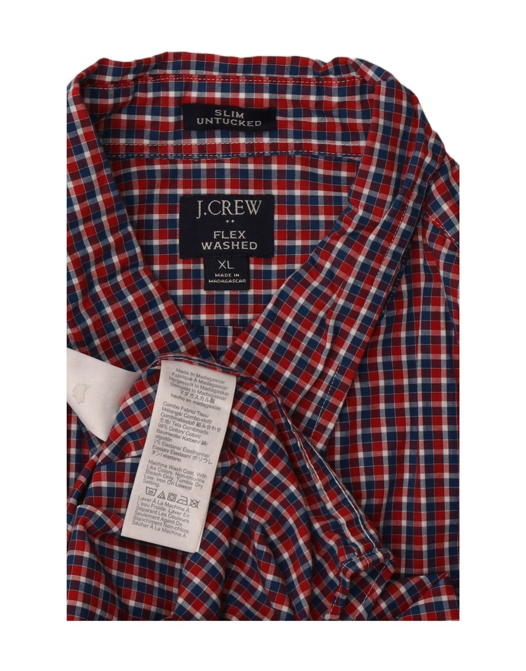 J. CREW Mens Flex Slim Shirt XL Multicoloured Gingham Cotton Vintage J. Crew and Second-Hand J. Crew from Messina Hembry 