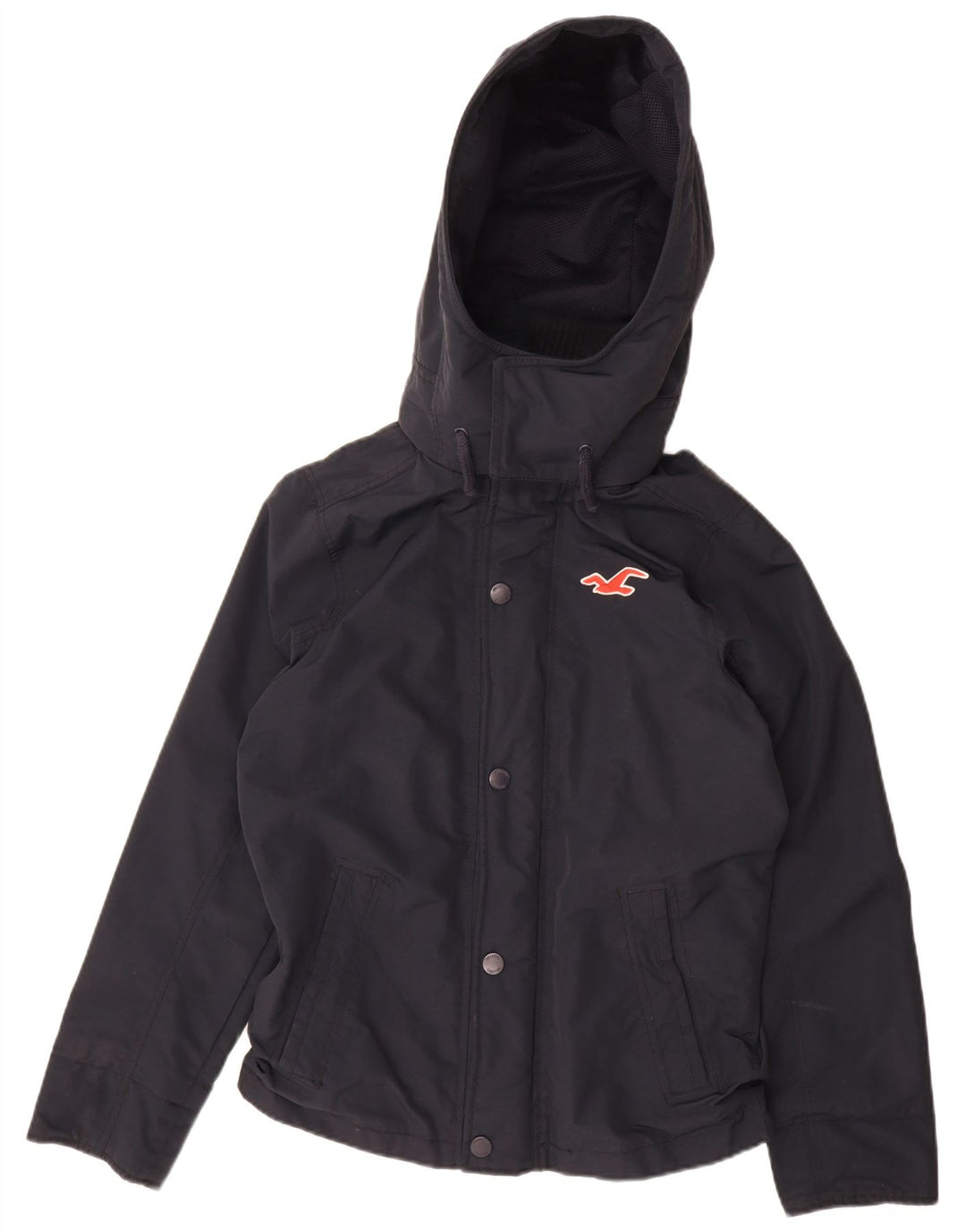 Hollister Boys Hooded Rain Jacket 13-14 Years Small Navy Blue Polyester