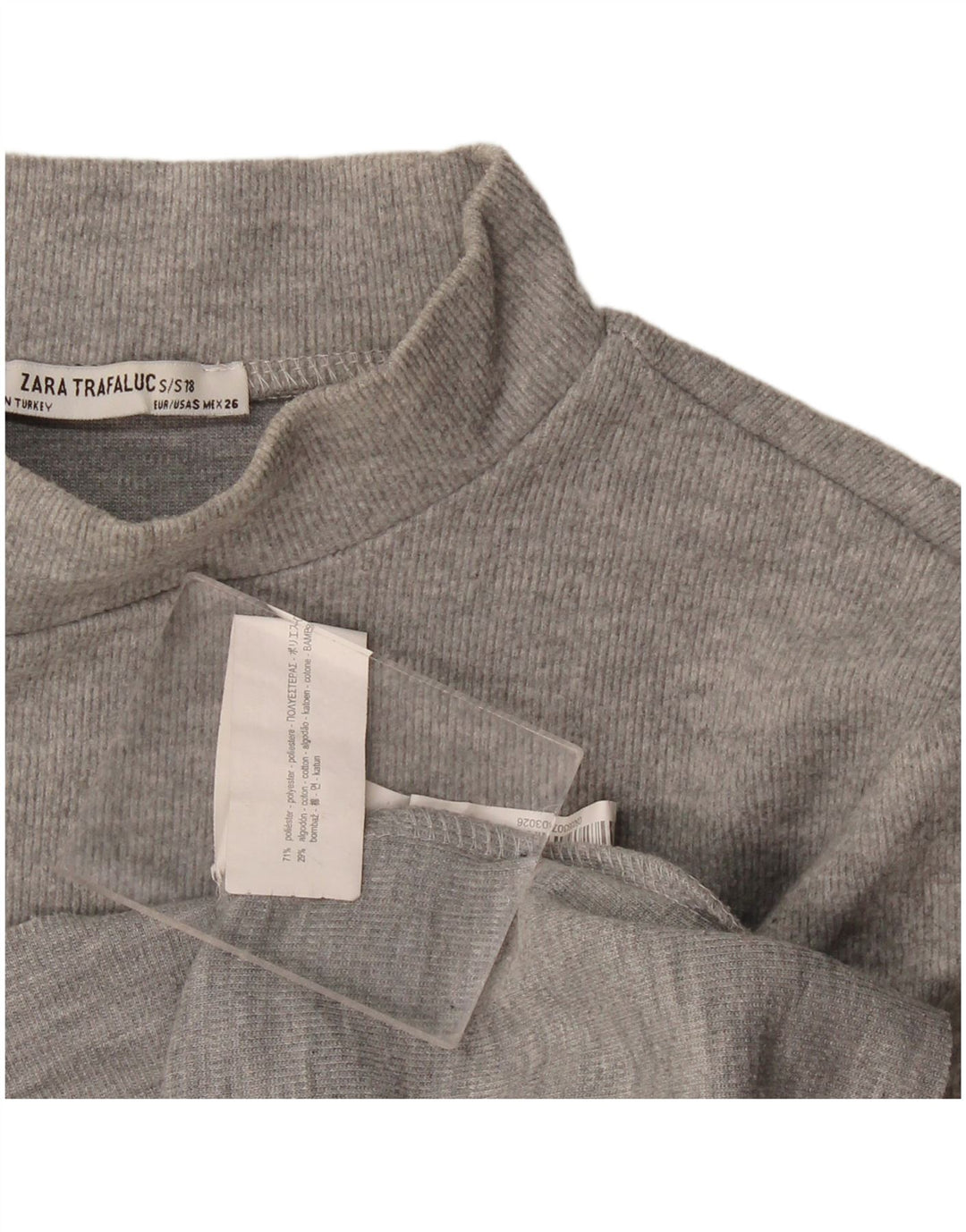 T-shirt corta da donna Zara UK 10 piccola grigia in poliestere