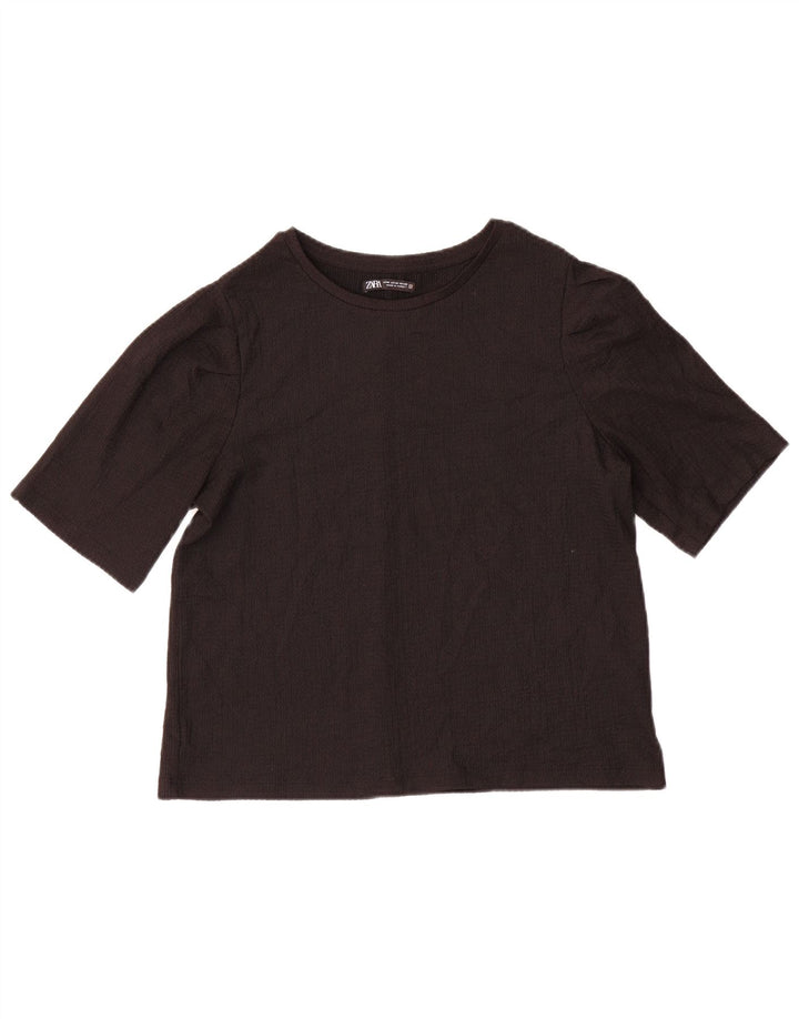 Zara Womens T-Shirt Top UK 14 Medium Black Polyester