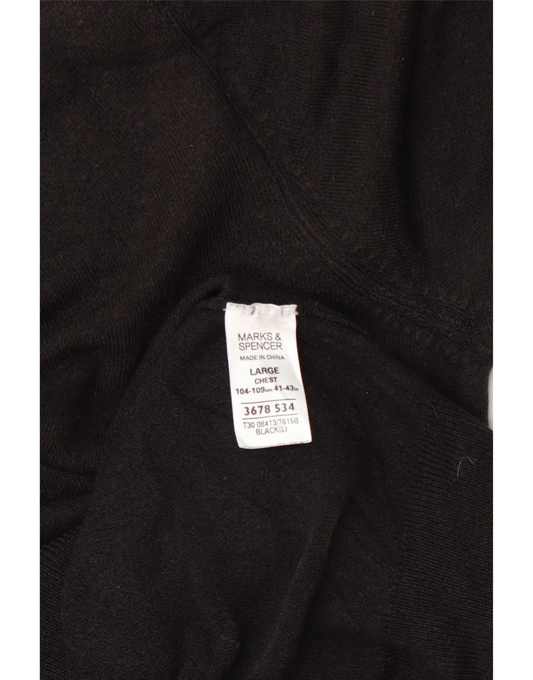 Marks & Spencer Mens V-Neck Jumper Sweater Large Black Acrylic