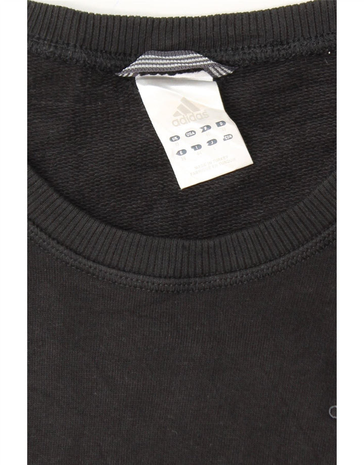 ADIDAS Womens Sweatshirt Jumper UK 12 Medium Black Cotton Vintage Adidas and Second-Hand Adidas from Messina Hembry 
