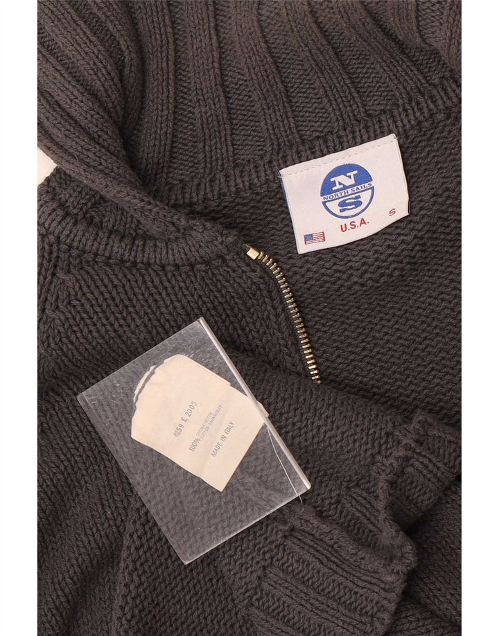 North Sails Mens Full Zip Cardigan Sweater Small Grey Cotton